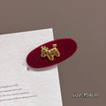 Red Flocked Horse Accent Hair Clips Decorative Hair Accessories view 6