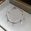 Double Layer Pearl Bracelet Star Rhinestone Charms view 7