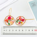 Gold Tone Oval Pressed Flower Long Hook Earrings in Three Designs view 2