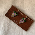 Gold Ball Stud Purple CZ Grape Cluster Drop Earrings Pair view 1