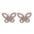 Silver Tone Openwork Butterfly Crystal Stud Earrings view 5
