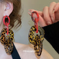 Chunky Linked Resin Drop Earrings In Five Color Patterns view 4