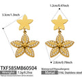 Five Petal Zircon Flower Necklace Bracelet Earring Ring Set view 7
