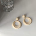 Acrylic Donut Hoop Drop Earrings Brown Cream Statement Circles view 7