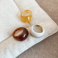 Resin Chunky Dome Ring Three-Piece Sets Brown Beige Blue Green view 7