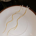 X Shaped Long Chain Threader Earrings in Two Colors view 6