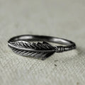 Textured Feather Band Ring In Three Polished Metal Tones view 2