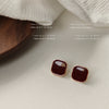 Burgundy Square Stud