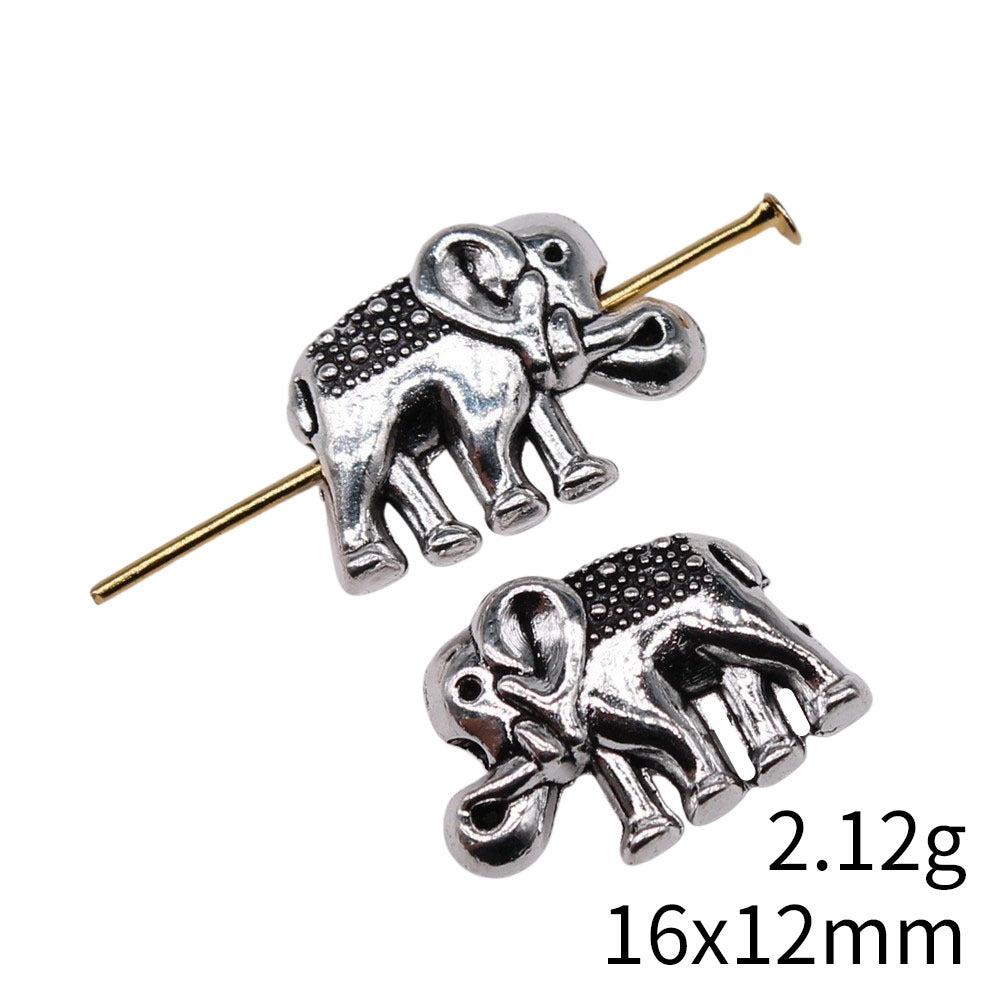 16x12mm 2.12g Antique Silver Zinc Alloy Elephant Large Hole Beads for Bracelet Jewelry Making
