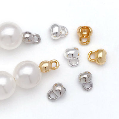 Smooth metal end clasps with small holes arranged as a full product overview