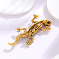 Red Gold Tone Gecko Crystal Metal Brooch Pin for Jackets and Lapels view 3