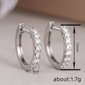 White Gold Clear Pave Mini Huggie Hoop Earrings Pair view 4