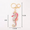 Rhinestone Enamel Crown Seahorse Keychain Metal Bag Charm view 2
