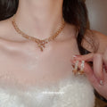 Gold Marquise Leaf Rhinestone Necklace Earring Sets view 4