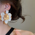 Gold Enamel Ruffled Flower Open Cuffs Rings Earrings Multi Colors view 10