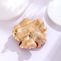 Red Peony Crystal Enamel Two Designs Metal Brooch Pin view 3