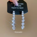 Crystal Heart Linear Drop Stud Earrings in Two Finishes view 3