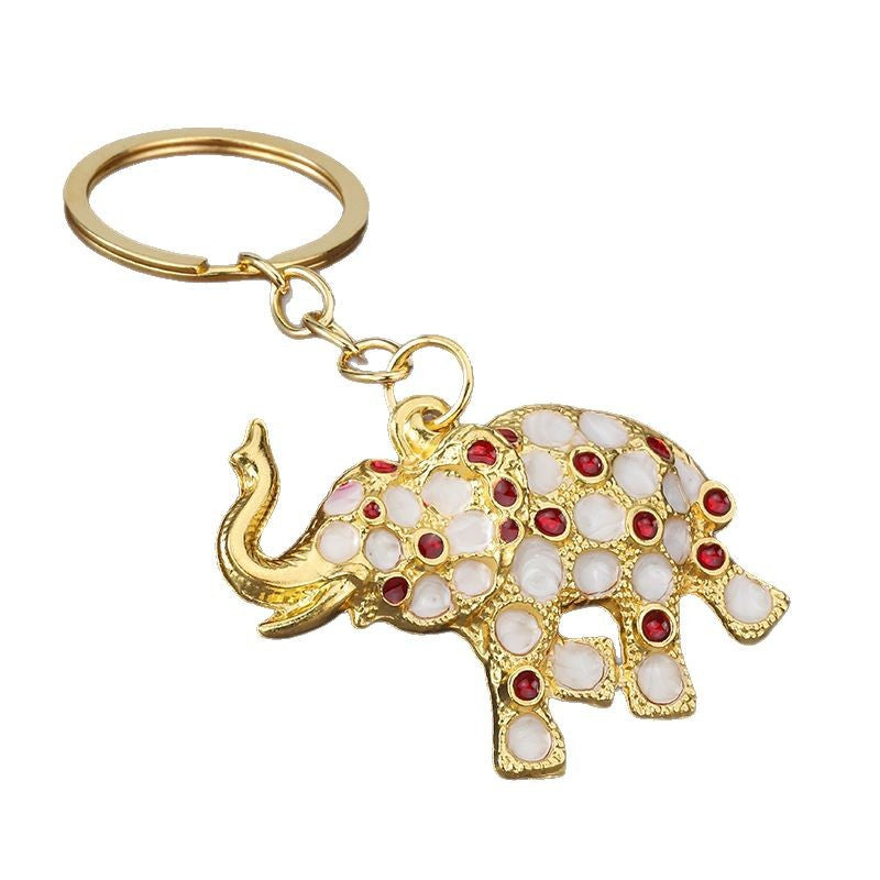 Colorful Elephant Rhinestone Alloy Keychain Gift Accessory