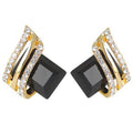 Gold Geometric Wing Square Crystal Stud Earrings Alloy view 5