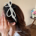 Black Pearl Bow Headband and Star Claw Clip Accessories view 1