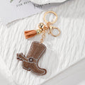 Rhinestone Wine Glass Dolphin and Boot Tassel Clip Keychains view 4