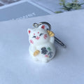 Flocked White Lucky Cat Keychains Lobster Clasp 6 Styles view 6