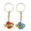 Enamel Heart Book Glasses Keychain Ring Chain Two Colors view 5