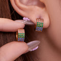 Four Row Crystal Hoop Earrings in Seven Colors and Three Sizes view 4