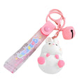 White Rabbit Resin Figure Keychain With Bell And Clear Wrist Strap view 5