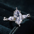 Silver Tone Marquise Three Stone Ring With Clear Stones view 2