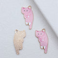 Gold Tone Long Cat Enamel Charms in Four Coat Colors view 3