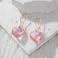 Medium Heart Faceted Glass Dangle Earrings Gold Hooks 4 Colors view 3