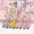 Rhinestone Giraffe Keychain Gold Metal Cute Animal Charm view 1