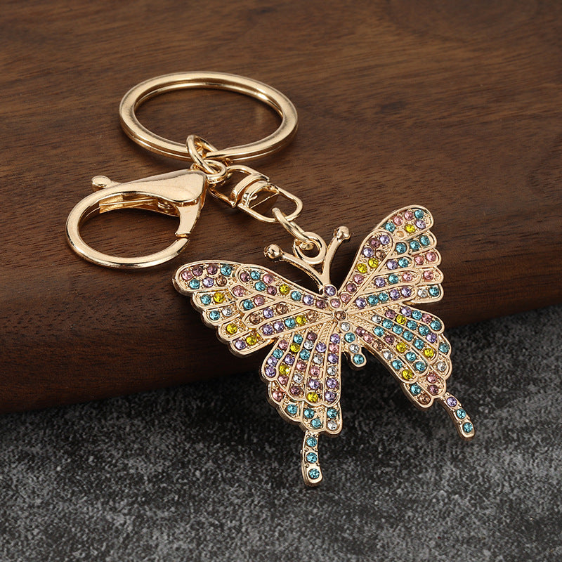 Colorful Rhinestone Butterfly Alloy Keychain Bag Charm Gift