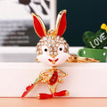 Jeweled Carrot Rabbit Keychains in Three Colors with Two Wrist Loop Options view 8