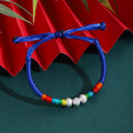 Eleven Color Adjustable Woven Cord Silver Bead Bracelets view 9