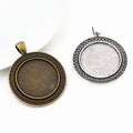 Teardrop Border Round Pendant Bezel Blank for Cabochon Craft view 1