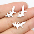 Leaping Fox Silhouette Charms in Bright Silver Finish view 1
