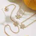 Crystal Flower Necklace and Bracelet Collection in Two Metal Tones view 1