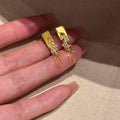 Gold-Tone Wheat Ear Zircon Tassel Necklace And Stud Earrings view 4