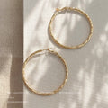 Twisted Texture Round Hoop Earrings In Gold Silver And Three Sizes view 6