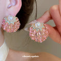 Crystal Cluster and Pearl Stud Earrings in Four Colors view 4