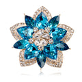 Aqua Blue Flower Crystal Four Designs Metal Brooch Pin view 1