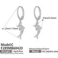 316L Stainless Dolphin Zircon Huggie Drop Earrings Gold Steel view 9