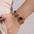 Gold Bead Cushion Czech Glass Stone Bracelet Colors view 4