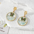 Gold Geometric Half-Circle Resin Dried Flower Drop Earrings view 3