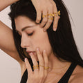 Openwork Metal Fashion Rings Butterfly Rose Wave And Bands view 4