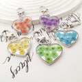 Heart Resin Dried Flower Keychains Silver Clasp 5 Colors view 2