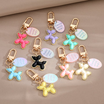 Gold-Tone Balloon Dog Clip Keychains in Eight Colors