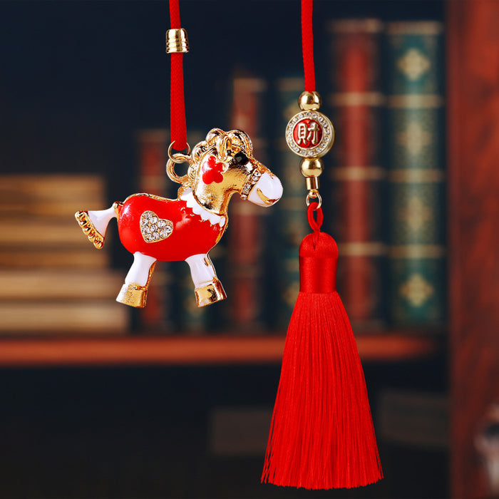 Heart Detail Horse Keychains and Tassel Car Hanging Ornaments